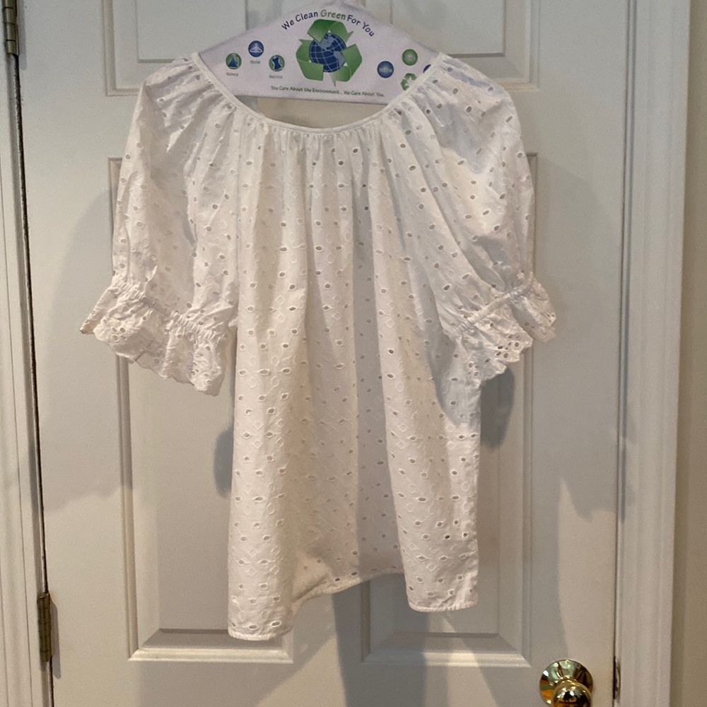 Target white eyelet blouse xs